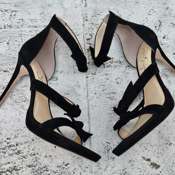 Jessica Simpson Women Heel Pump Sandal Black Suede Upper JS Kaycie Size 8.5M 39 - Picture 11 of 13